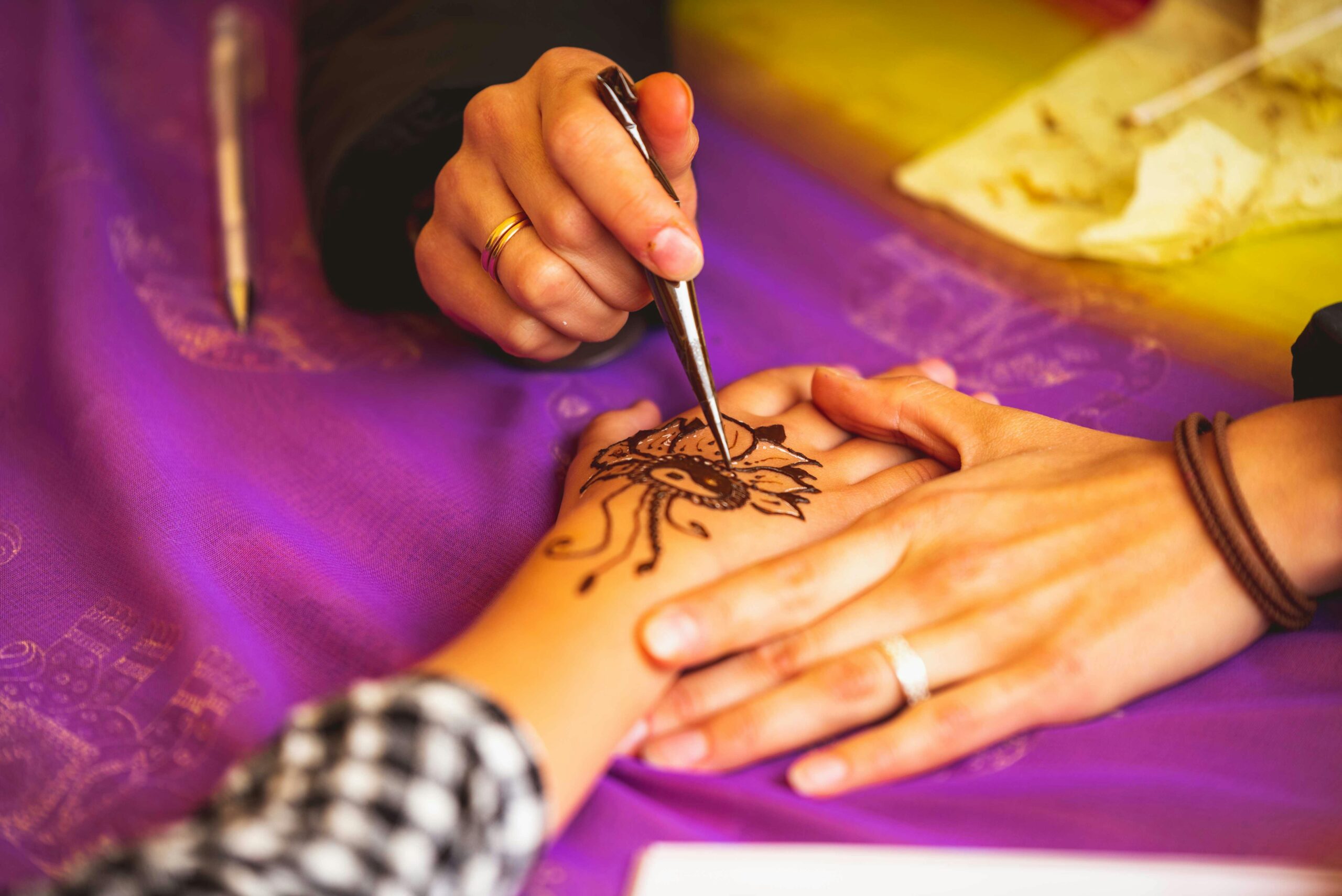 Henna being applied to a hand